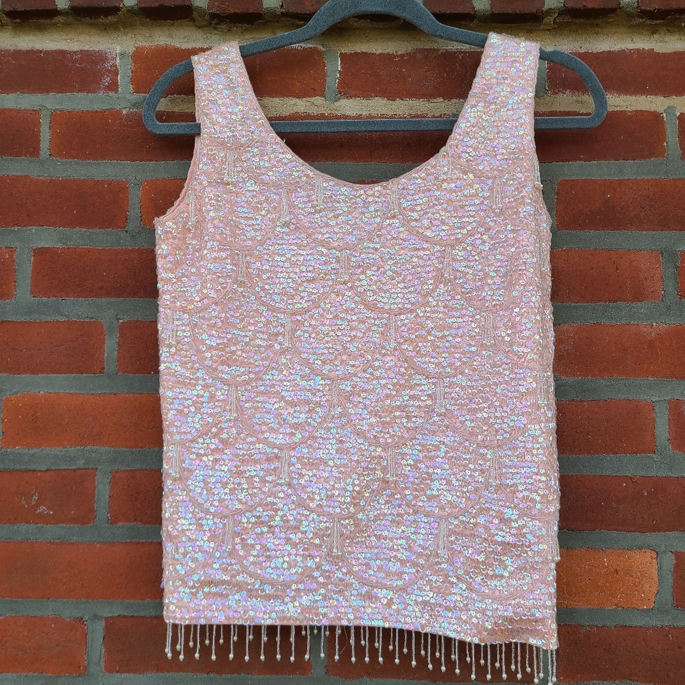 Vintage Pink Beaded Top